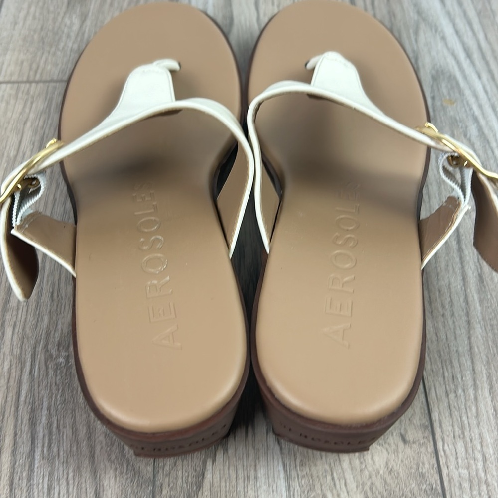 New Aerosoles Izola Cream Gold Wedge Sandal 10 - Picture 4 of 7
